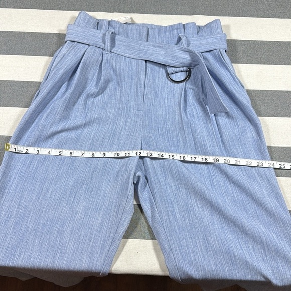 Nine West Womens Blue Melange Paperbag Waist Pants Size 10 Belted High Rise NWT - Picture 4 of 10